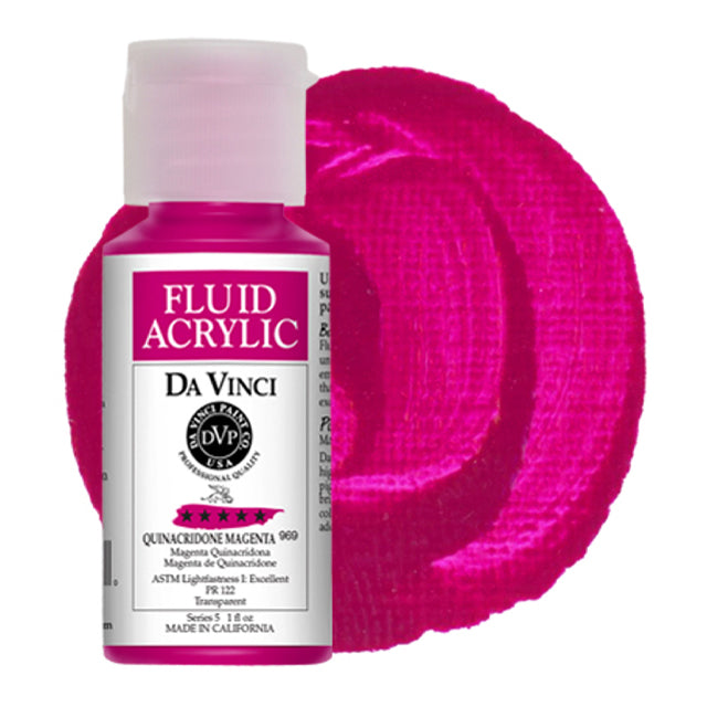 Da Vinci Fluid Acrylic, Quinacridone Magenta, 1 oz.