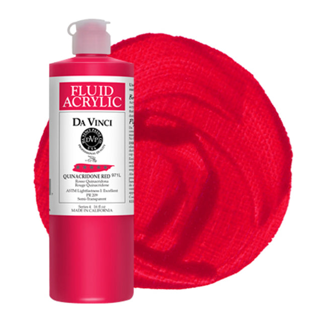 Da Vinci Fluid Acrylic, Quinacridone Red, 16 oz.