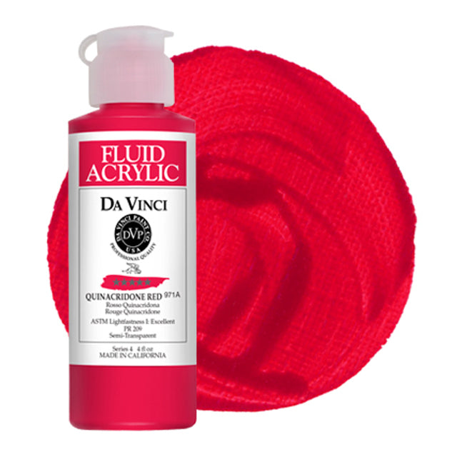 Da Vinci Fluid Acrylic, Quinacridone Red, 4 oz.