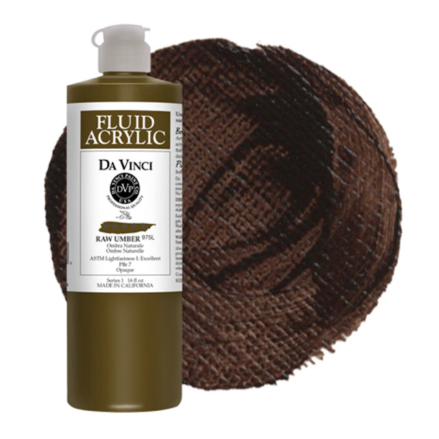 Da Vinci Fluid Acrylic, Raw Umber, 16 oz.