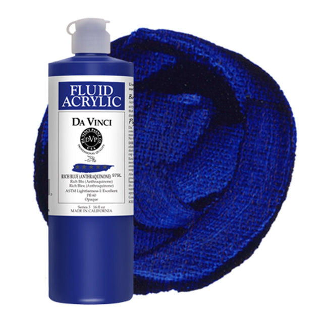 Da Vinci Fluid Acrylic, Rich Blue Anthraquinone, 16 oz.