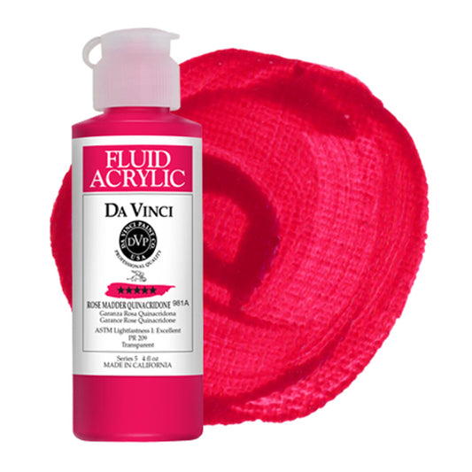 Da Vinci Fluid Acrylic, Rose Madder Quinacridone, 4 oz.