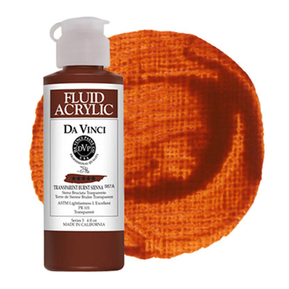 Da Vinci Fluid Acrylic, Transparent Burnt Sienna, 4 oz.