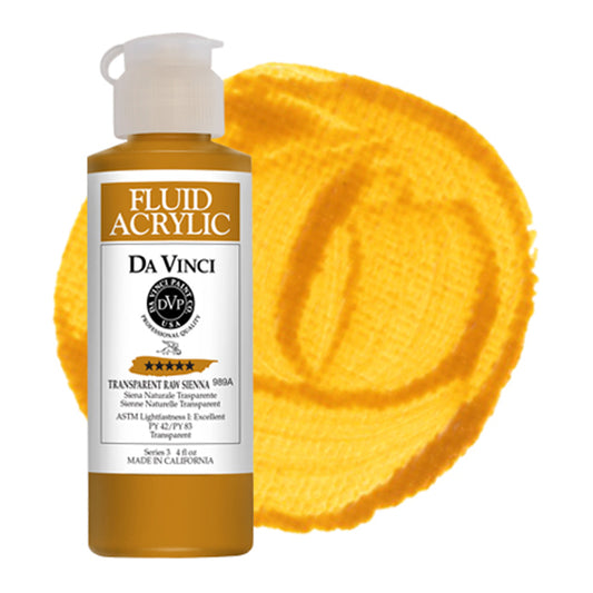 Da Vinci Fluid Acrylic, Transparent Raw Sienna, 4 oz.