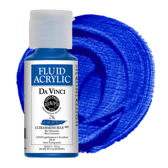 Da Vinci Fluid Acrylic, Ultramarine Blue, 1 oz.