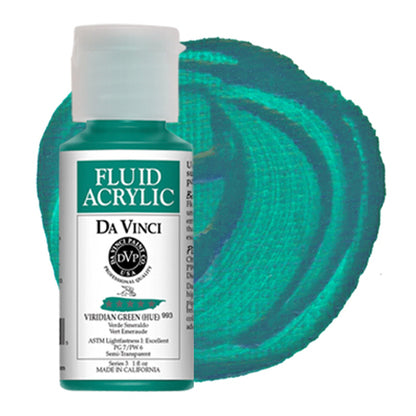 Da Vinci Fluid Acrylic, Viridian Green Hue 1 oz.