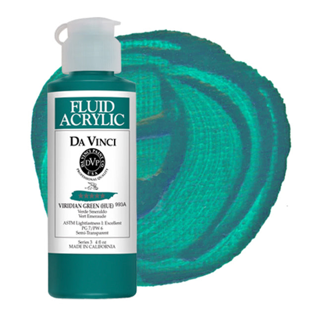 Da Vinci Fluid Acrylic, Viridian Green Hue, 4 oz.