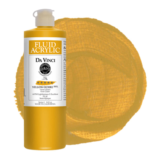 Da Vinci Fluid Acrylic, Yellow Ochre, 16 oz.