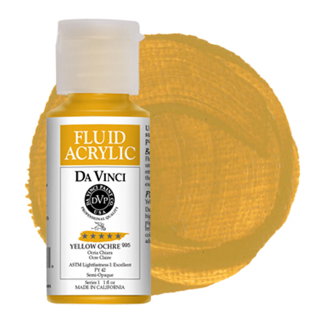 Da Vinci Fluid Acrylic, Yellow Ochre, 1oz