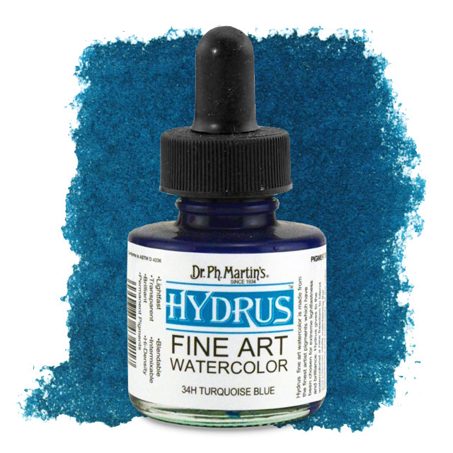 Hydrus Fine Art Watercolor, Turquoise Blue