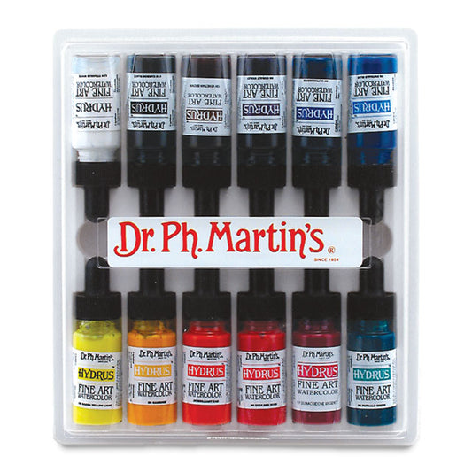 Dr. Ph. Martin's Hydrus Fine Art Watercolor Set 1 of 12 bottles, 1/2 oz.