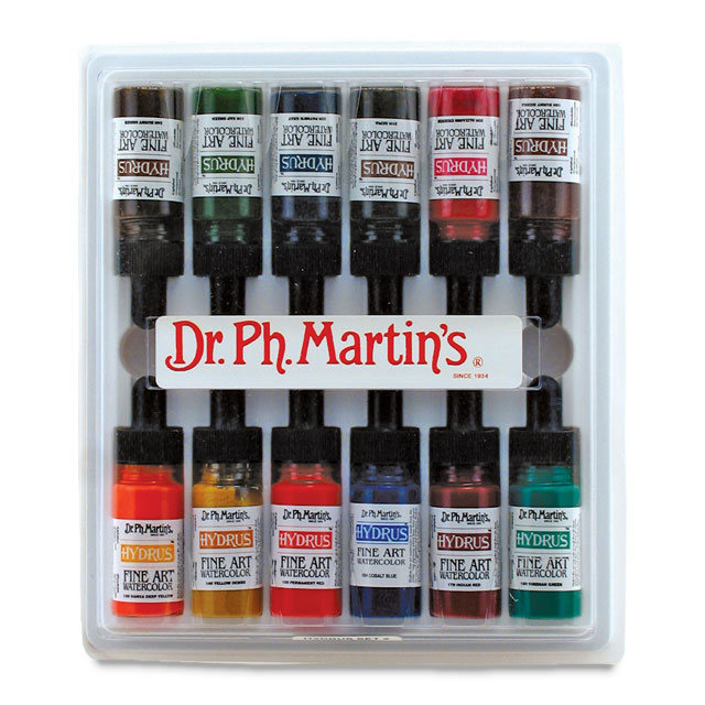 Dr. Ph. Martin's Hydrus Fine Art Watercolor Set 2 of 12 bottles, 1/2 oz.