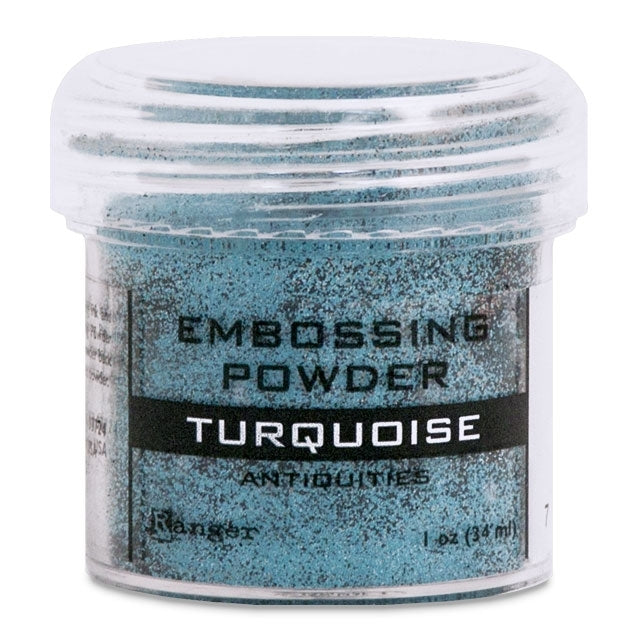 Embossing Powder, Antique Turquoise, .85 oz. by weight in a 1 oz. size jar