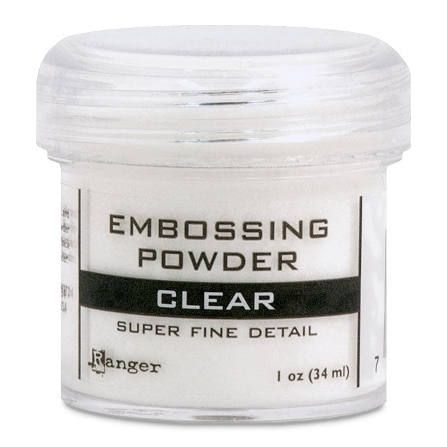 Embossing Powder, Clear, Super Fine Detail, .56 oz. by weight in a 1 oz. size jar