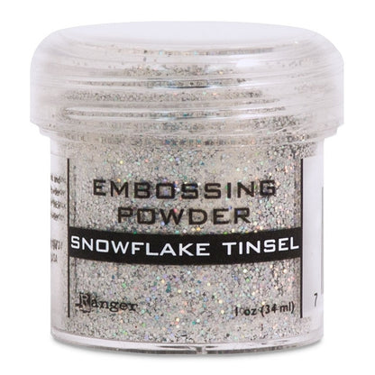 Embossing Powder, Snowflake Tinsel, .74 oz. by weight in a 1 oz. size jar