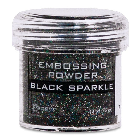 Embossing Powder, Black Sparkle, .53 oz. by weight in a 1 oz. size jar