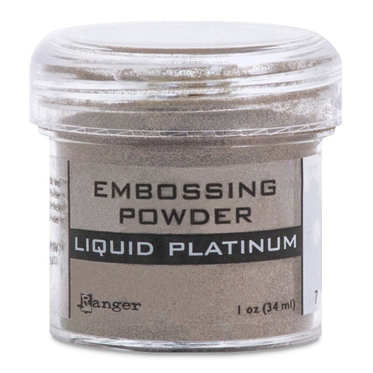 Embossing Powder, Liquid Platinum, .60 oz. by weight in a 1 oz. size jar