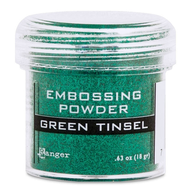 Embossing Powder, Green Tinsel, .63 oz. by weight in a 1 oz. size jar