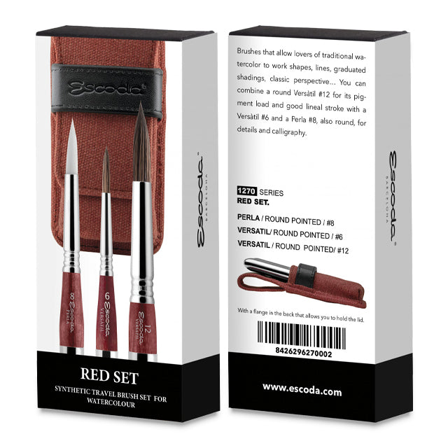  Red Travel Brush Set