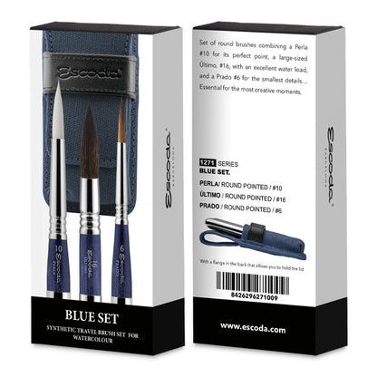  Blue Travel Brush Set