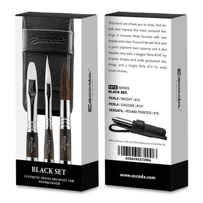  Black Travel Brush Set