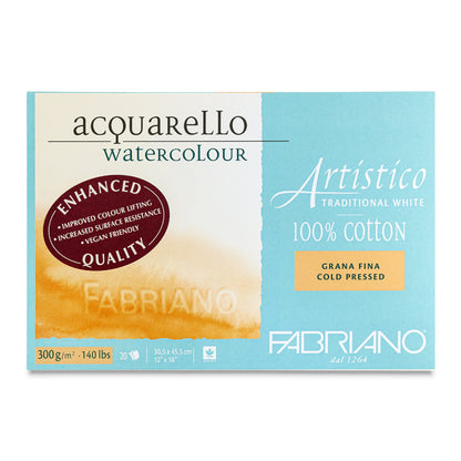 Artistico Traditional White Watercolor Block, 140 lb. Cold Pressed, 12" x 18"