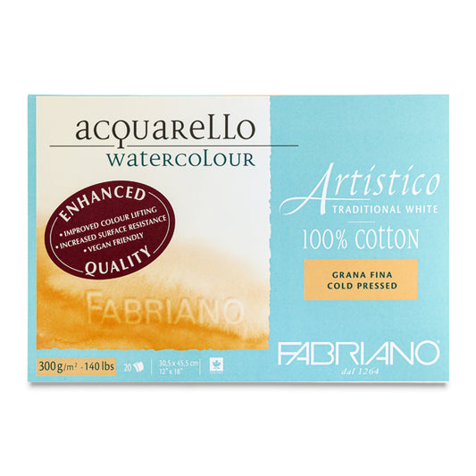 Artistico Traditional White Watercolor Block, 140 lb. Cold Pressed, 12" x 18"