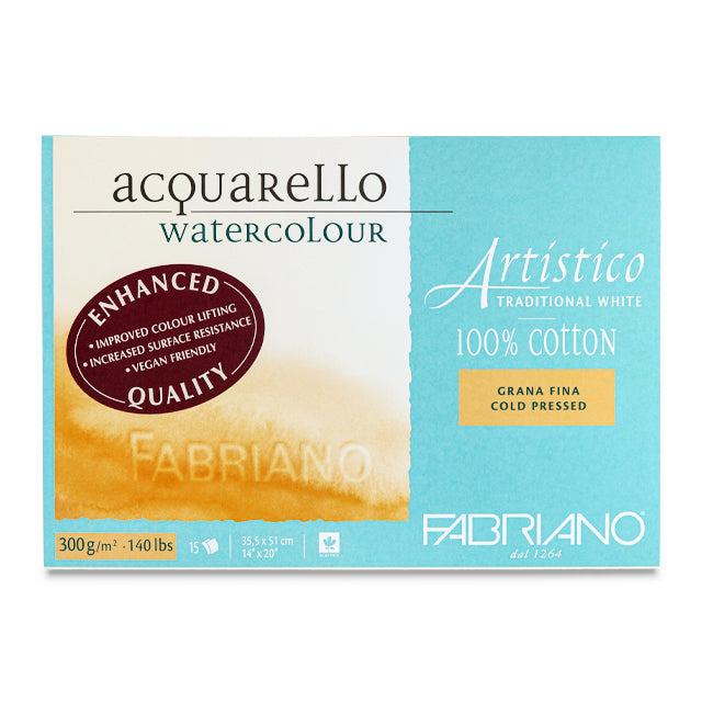 Artistico Traditional White Watercolor Block, 140 lb. Cold Pressed, 14" x 20"