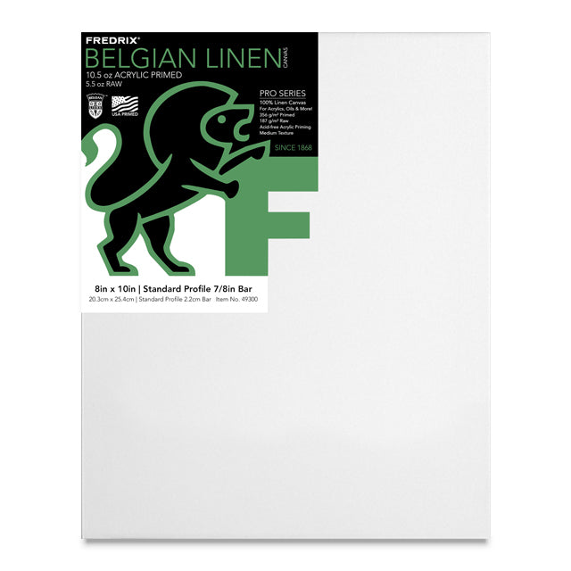 Fredrix Pro Series Traditional 7/8" Profile Belgian Linen Canvas, 8" x 10"