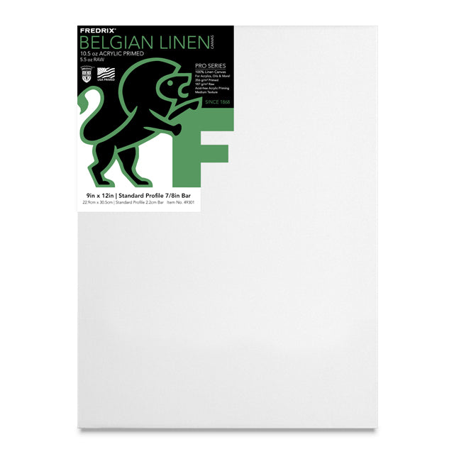 Fredrix Pro Series Traditional 7/8" Profile Belgian Linen Canvas, 9" x 12"