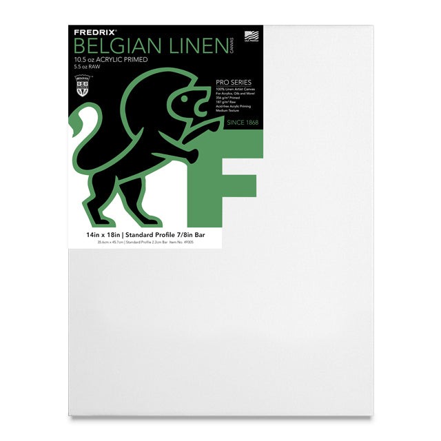 Fredrix Pro Series Traditional 7/8" Profile Belgian Linen Canvas, 14" x 18"