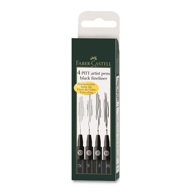 Black Fineliner, Set of 4 