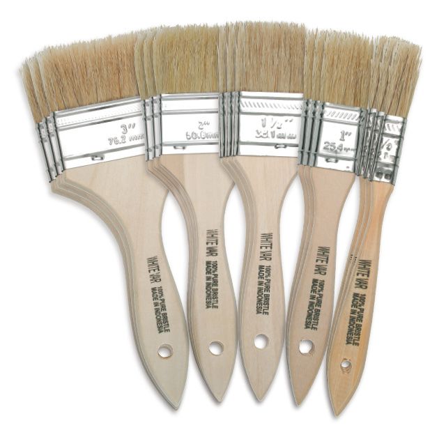 Natural Hog Bristle Chip Brush All Brush Set, 15 Brushes