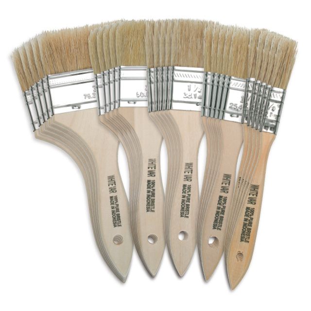 Natural Bristle Chip Brush Set - Encaustic Set of 30 Assorted Sizes