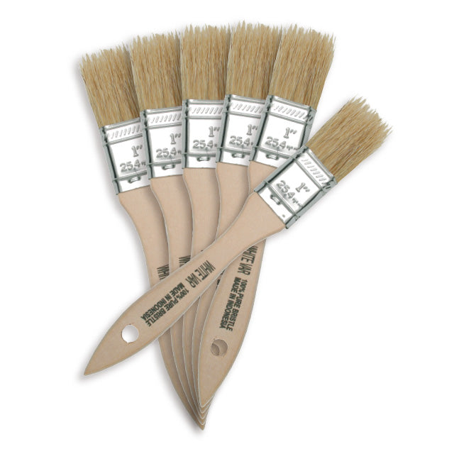 Natural Bristle Chip Brush Set - Size 1", 6 Pack