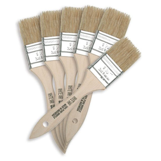 Natural Bristle Chip Brush Set - Size 1-1/2", 6 Pack