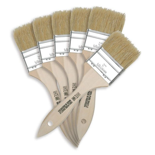 Natural Bristle Chip Brush Set - Size 2", 6 Pack