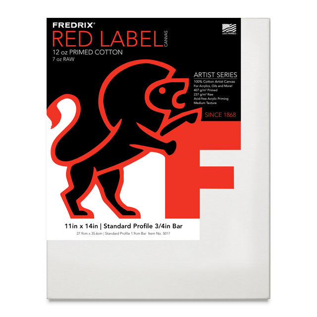 Fredrix Red Label Cotton Canvas - 3/4" Traditional Profile, 11" x 14"