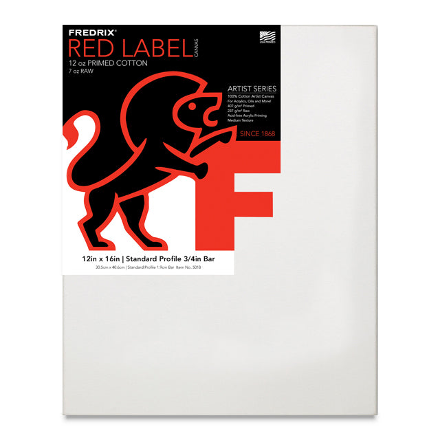 Fredrix Red Label Cotton Canvas - 3/4" Traditional Profile, 12" x 16"