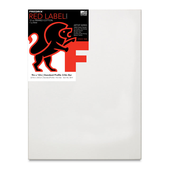 Fredrix Red Label Cotton Canvas - 3/4" Traditional Profile, 9" x 12"