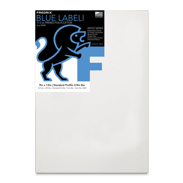 Fredrix Blue Label Pre-Stretched Canvas, 9" x 12"