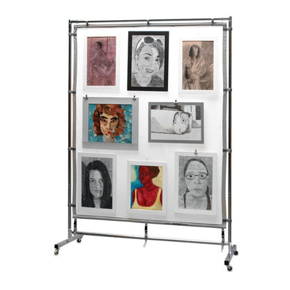 Freestanding Steel MeshPanel Display Wall w/ Wheels, 7' x 5' (Hooks and Clips Not Included)