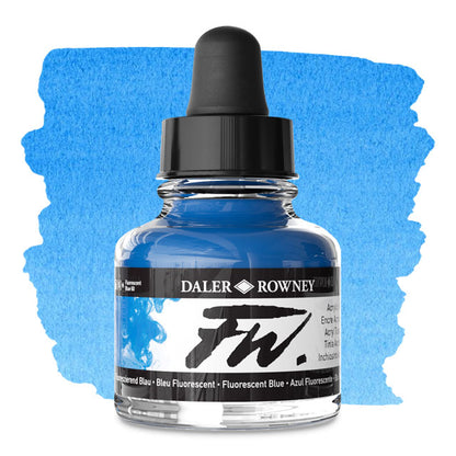 FW Liquid Acrylic Artists' Ink - Fluorescent Blue, 1 oz.