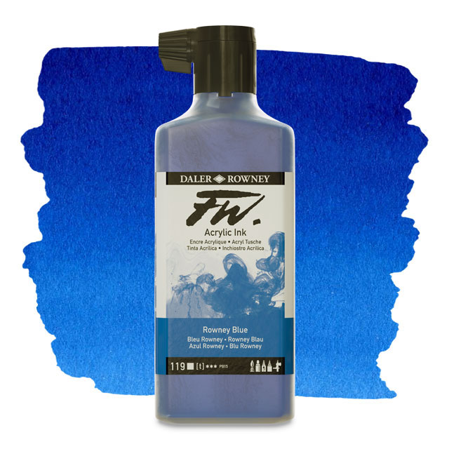 FW Liquid Acrylic Artists' Ink - Rowney Blue, 6 oz.