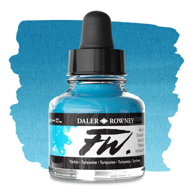 FW Liquid Acrylic Artists' Ink - Turquoise, 1 oz.