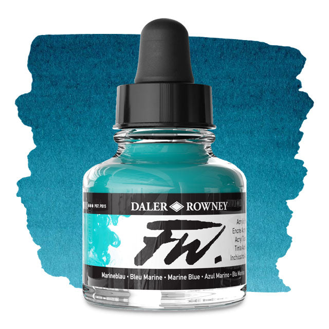 FW Liquid Acrylic Artists' Ink - Marine Blue, 1 oz.