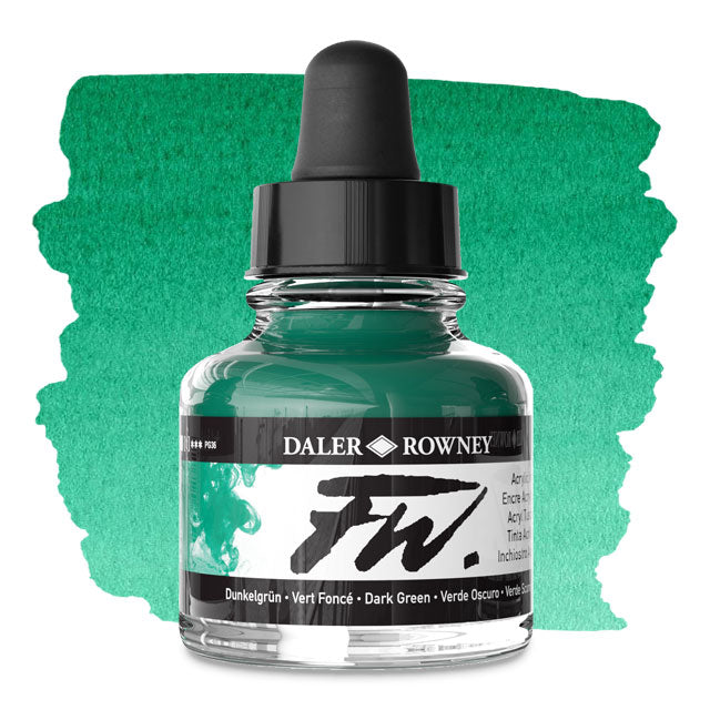 FW Liquid Acrylic Artists' Ink - Dark Green, 1 oz.