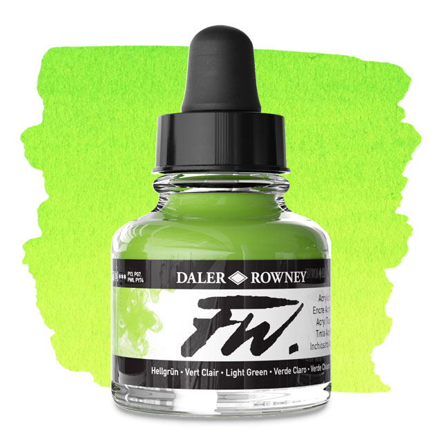 FW Liquid Acrylic Artists' Ink - Light Green, 1 oz.