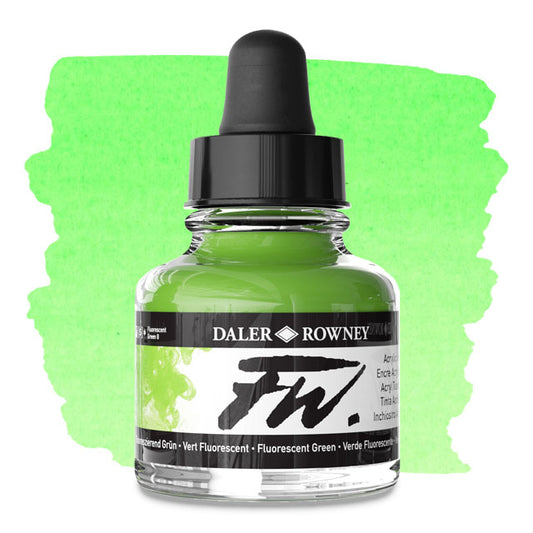 FW Liquid Acrylic Artists' Ink - Fluorescent Green, 1 oz.