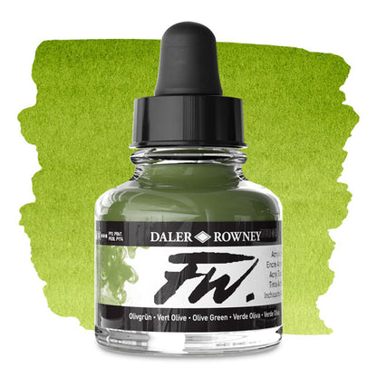 FW Liquid Acrylic Artists' Ink - Olive Green, 1 oz.